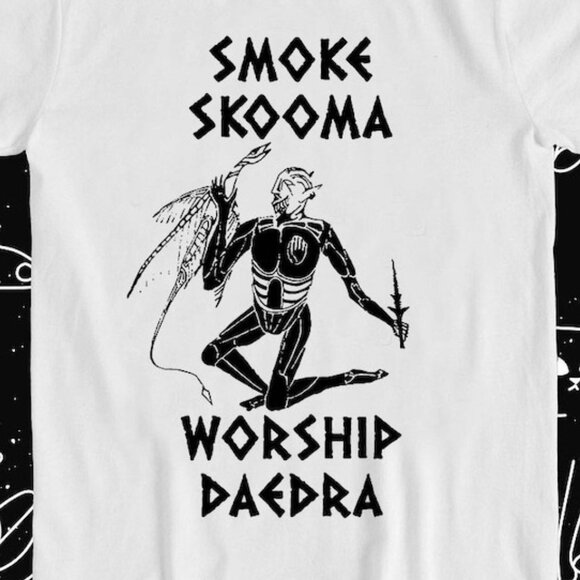 Smoke Skooma Worship Daedra Meme Elder Scrolls Gamer Graphic Statement Tee 159 - Picture 2 of 5